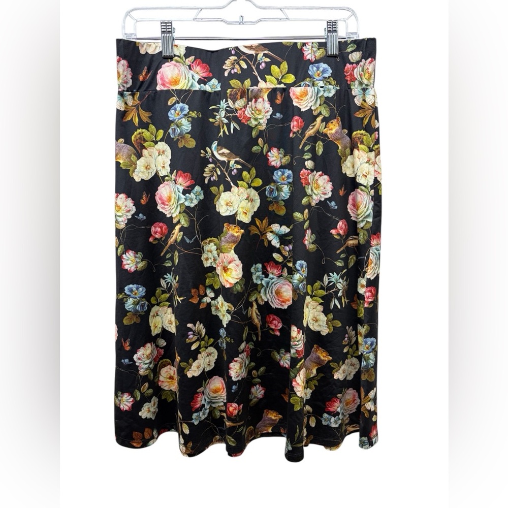 Floral A-Line Skirt in Black